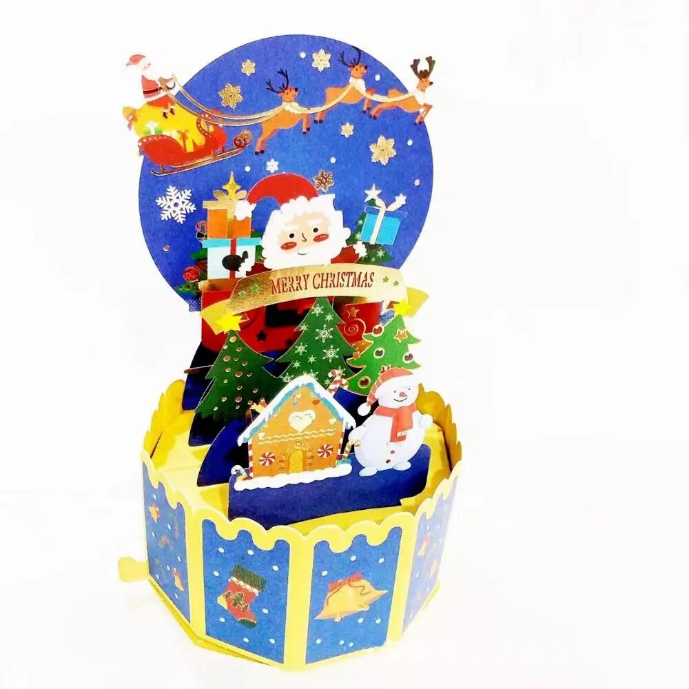 Santa Claus 3D Pops-Up Bouquet Girlfriend Swan Mermaid Merry Christmas Cards Xma