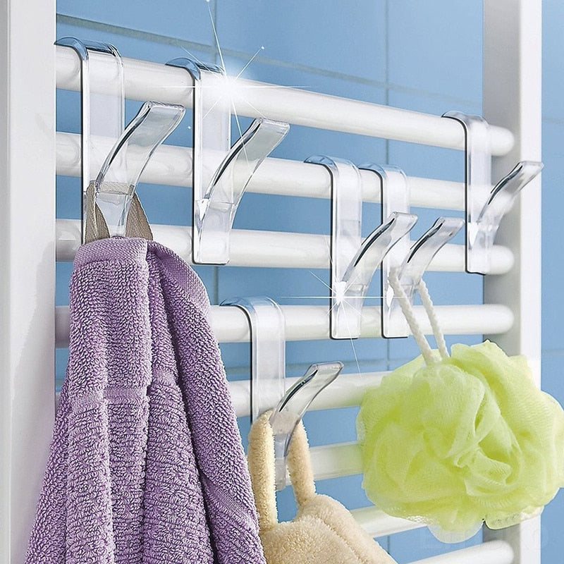 Kitchen Bathroom Hanger Clips Storage Racks White Clear Hanger Heated Towel Radi
