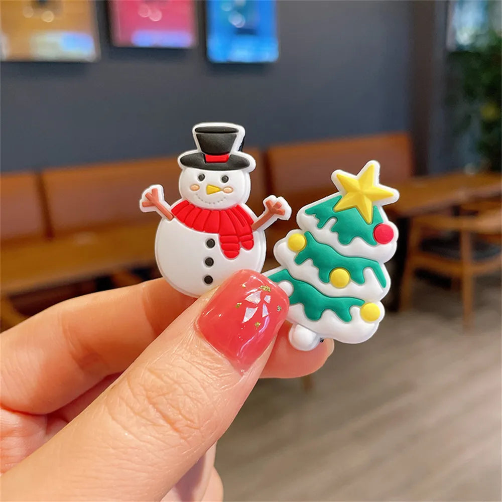 10pcs Cute Christmas Hair Clips Set Classic Xmas Tree Santa Claus Reindeer Pattern Alligator Pins for Baby Girls Bangs Barrettes