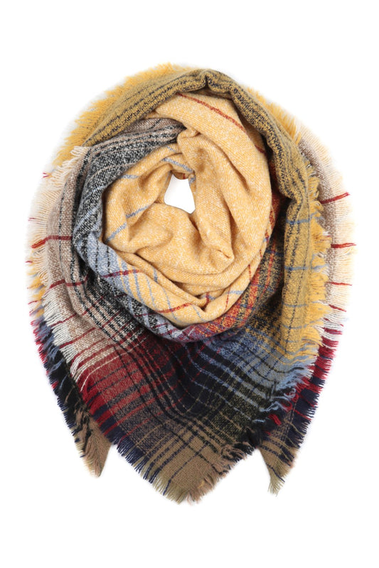 Hdf2913 - Multicolor Blanket Fringed Scarf