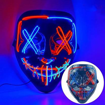 Halloween Mask LED Light Up Full Face Mask,Holiday Cosplay Halloween Costume Masquerade Party Carnival Gift