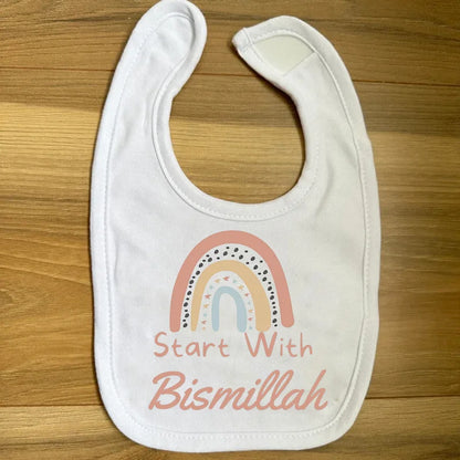 Rainbow Start With Bismillah Bib Ramadan Mubarak Muslim Islamic Kareem Eid Al Fitr Iftar Decoration Baby Shower Boy Girl Gift