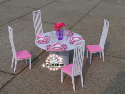 New Style Play Set for Barbie Furniture 1/6 Bjd Bonecas Living Room Tables and Chairs Doll House Accessories Puzzle Toys Baby