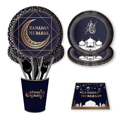 2022 Eid Mubarak Disposable Tablecloth Table Runner Banner Balloons Islamic Muslim Party Decor Ramadan Kareem Eid Al Adha Gift
