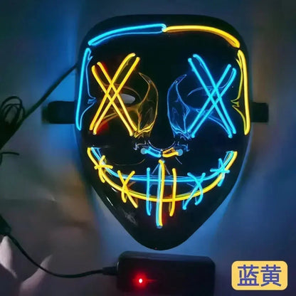 Wireless Halloween Neon LED Purge Mask Masque Masquerade Party Masks Light Grow in the Dark Horror Mask Glowing Masker