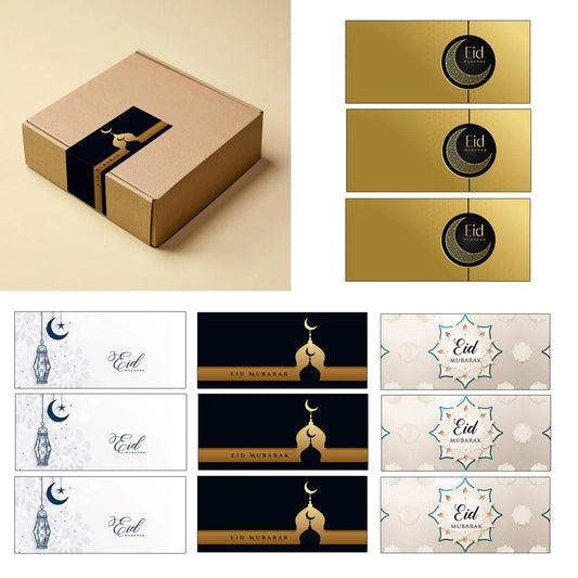 24pcs 4*9cm Eid Mubarak /Ramadan Kareem Sealing Labels Decor Ramadan Mubarak Packaging Stickers Muslim Islamic Festival Decor