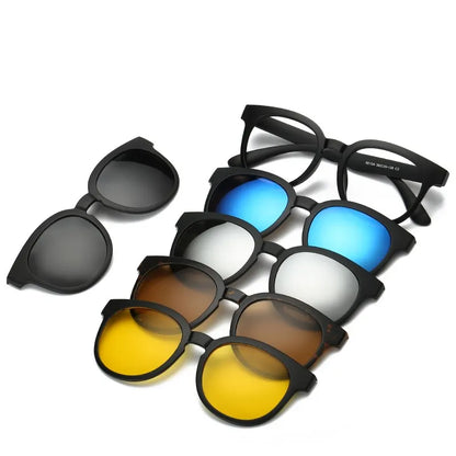 HJYFINO 5 Lenes Magnet Sunglasses Clip Mirrored Clip on Sunglasses Clip on Glasses Men Polarized Clip Custom Prescription Myopia