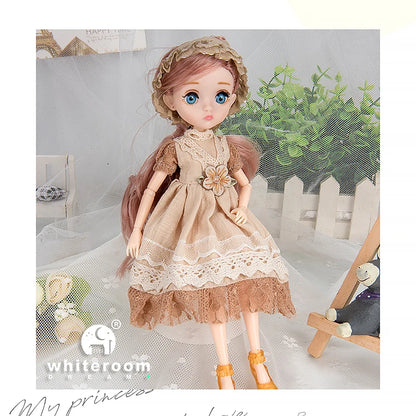 Slim 26cm Bjd Doll for Girl 13 Movable Joints Fashion Princess Clothes Suit Accessories Blue Eyes Decoration Eyelash Solid Doll