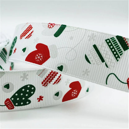 5yards/Lot 25MM Christmas Ribbon Printing Christmas Peripheral Ribbon for Bow Christmas Decoration DIY Gift Wrapping