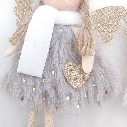 Christmas Tree Decoration Gift Charm Decorations Charms Pendants Angel Light Weight Cute Plush Angel 8X16cm Home Xmas Navidad