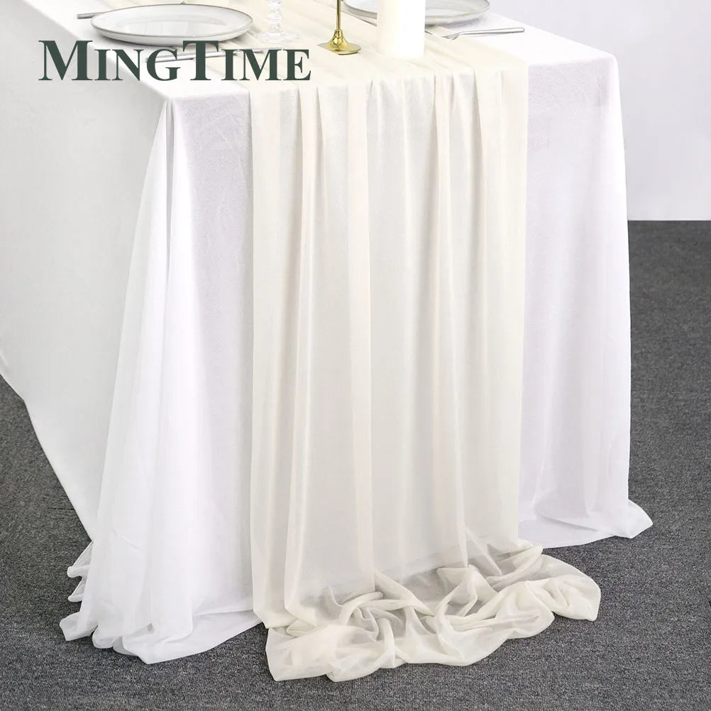 Sheer Chiffon Luxury Solid Colorful Table Runner Blue Rustic Boho Wedding Party Bridal Shower Birthday Home Christmas Decoration