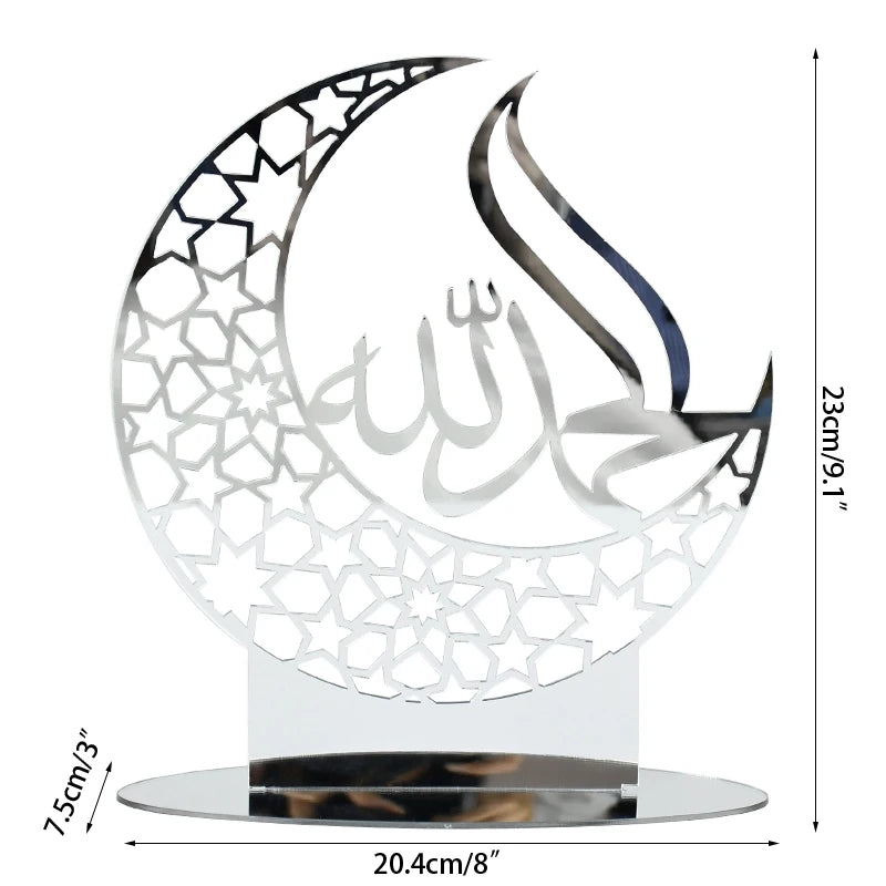 Hollow Out Ramadan Moon Acrylic Table Ornament Eid Mubarak DIY Decoration for Home Kareem Eid Gift Islamic Muslim Party Supplies