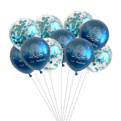 10pcs Eid Mubarak Metal Latex Balloon Ramadan Kareem Decoration Air Globos Ramadan Mubarak Muslim Islamic Festival Party Decor