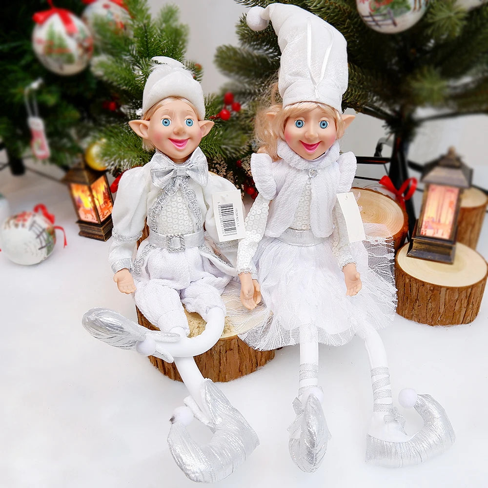 Elf Couple Navidad New Year Xmas Gifts for Kids Plush Dolls Toys Christmas Tree Pendant Drop Ornaments Hanging Decoration