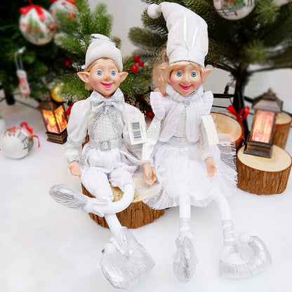 Elf Couple Navidad New Year Xmas Gifts for Kids Plush Dolls Toys Christmas Tree Pendant Drop Ornaments Hanging Decoration