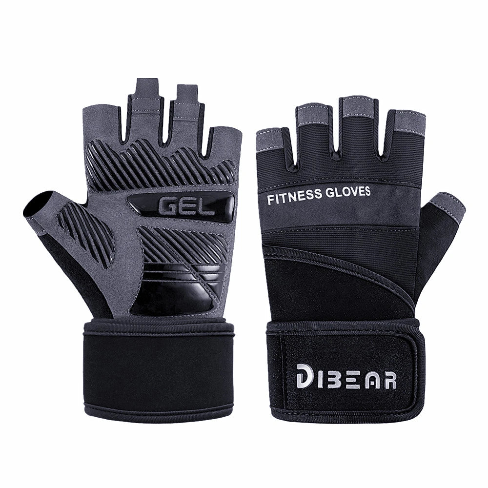 Half Finger Bodybuilding Gym Gloves Weightlifting Dumbbell Training Anti-Slip Fitness Gloves Crossfit Workout Exercise for Man