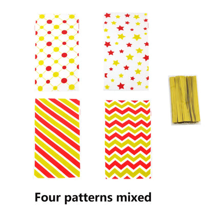25pcs Colorful Plastic Candy Gift Bags Stripes Snack Bag Christmas Gift Bags for Biscuit and Cookie Birthday Party Favors Bag