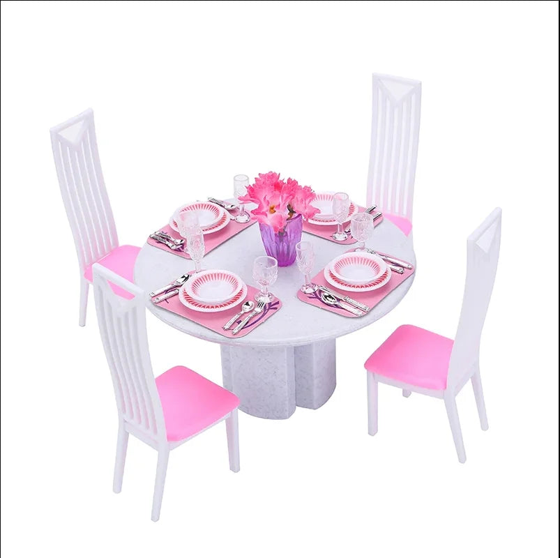 New Style Play Set for Barbie Furniture 1/6 Bjd Bonecas Living Room Tables and Chairs Doll House Accessories Puzzle Toys Baby