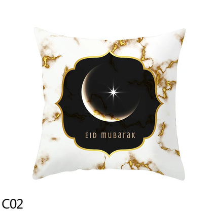45cm Eid Mubarak Cushion Cover Golden Ramadan Pattern Home Decorative Pillowcase Islamic Muslim Party Favors Eid Party Supplies