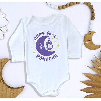 Personalised Eid Ramadan Baby Rompers Custom Infant Long Sleeve Jumpsuit Eid Boys Girls Clothes Islamic Muslim Holiday Outfits
