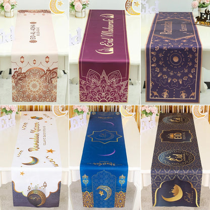 EID Mubarak Table Runner Ramadan Decorations 2024 for Home Tablecloth Ramadan Kareem Eid Al Adha Islamic Muslim Party Decoration