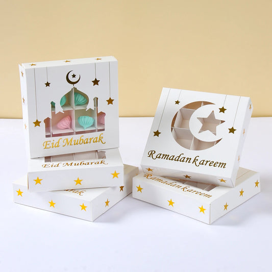 2Pcs Eid Mubarak Gift Box Candy Cake Chocolate Packaging Box Ramadan Kareem Home Decoration 2024 Islamic Muslim Party Supplies