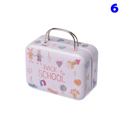 Metal Mini Suitcase Miniature Trunk Cartoon Pattern Box Dollhouse Decoration Jewellery Box Doll Handbag Doll Accessories