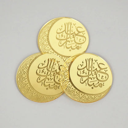 5/10pcs Eid Mubarak Acrylic Cupcake Topper Gold Ramadan Kareem Cake Topper Islamic Muslim Festival Party Cake DIY Decorations