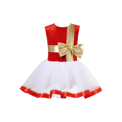 Girls Christmas Dance Dress Sleeveless Ballet Skating Gymnastics Leotard Tutu Xmas Carnival Party Cosplay Performance Costume