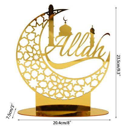 Hollow Out Ramadan Moon Acrylic Table Ornament Eid Mubarak DIY Decoration for Home Kareem Eid Gift Islamic Muslim Party Supplies