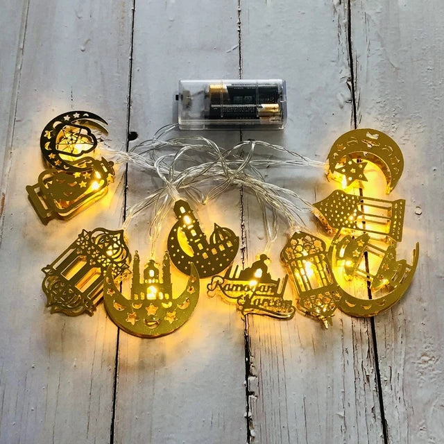 Moon Star Led String Lights EID Mubarak Ramadan Kareem Decoration for Home Islam Muslim Event Party Supplies Eid Al-Fitr Decor