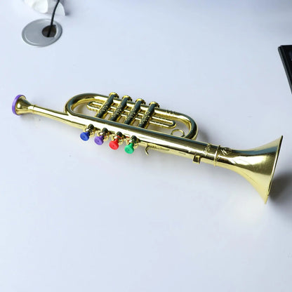 Plastic Trumpet Wind Instrument for Children With 3 Colored Keys