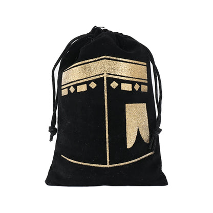 6pcs Eid Mubarak Bags Black Velvet Gift Kareem Ramadan Candy Bags Muslim Islamic Home Family Party Decorations Eid Al-Fitr 2024