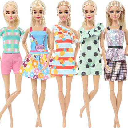 5 Set 3 Set Handmade Fashion Outfit Daily Casual Wear Blouse Shirt Vest Bottom Pants Skirt Clothes for Barbie Doll Accessories