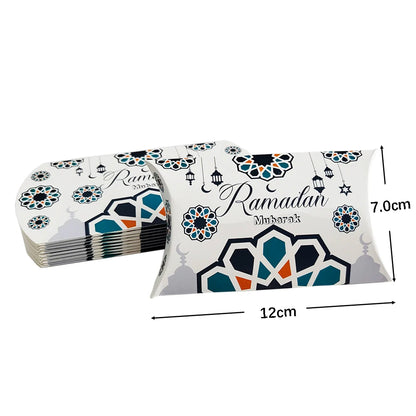 10Pcs Ramadan Gift Boxes Paper Eid Mubarak Candy Cookie Boxes Eid Gift Packing Box Ramadan Decoration 2025 Muslim Islamic Party
