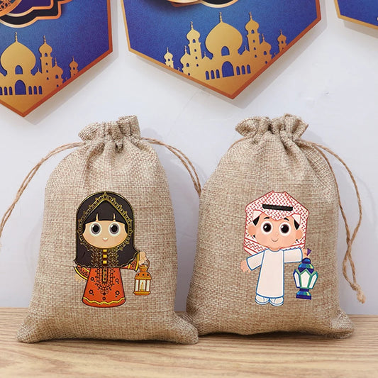 5pcs Kid Boy Girl Eid Mubarak Gift Bags Money Wallet Eid Al-Fitr Al Adha Muslim Islamic Ramadan Kareem Iftar Decoration Present