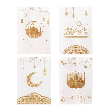 100Pcs Ramadan Cookie Bags Hot Seal Nougat Candy Baking Packaging Bag 2024 EID Mubarak Gift Decor Muslim Islamic Party Supplies