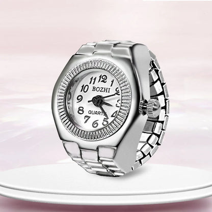 Steel Fun Vintage Punk Quartz Finger Pocket Watch Ring for Women Men Goth Clock Rings Digital Watch Elastic Stretchy Rings Gifts