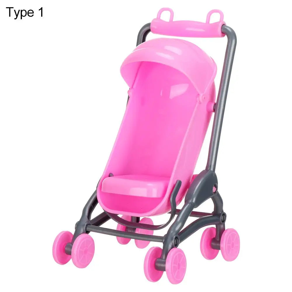 Baby Stroller for Dolls Dollhouse Barbies Furniture Access Infant Carriage Trolley Nursery Girls Doll House Playing House Toys