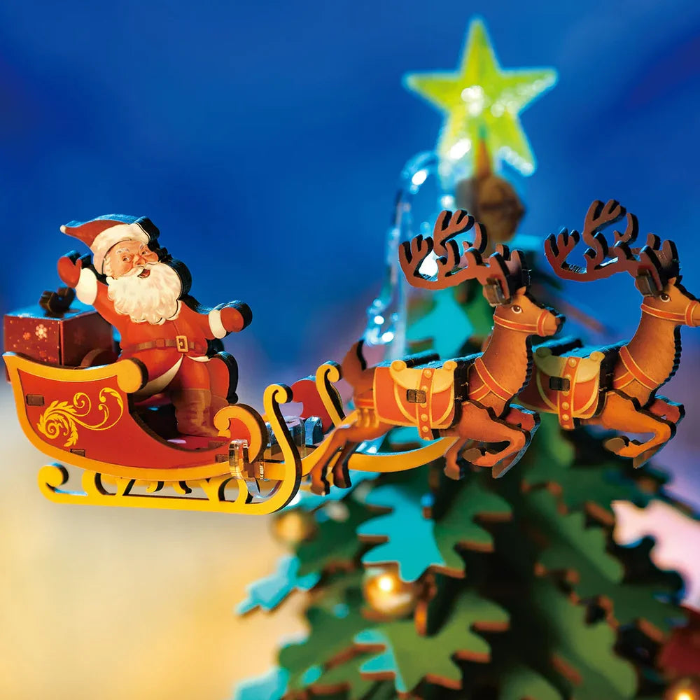 Robotime Rolife Christmas Melody Tree Music Dearmer Boxes 3D Wooden Puzzle With Light Perfect Family  GiftsEasy Assemble Toys