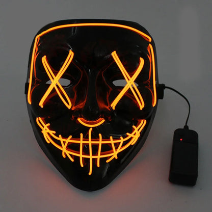 Wireless Halloween Neon LED Purge Mask Masque Masquerade Party Masks Light Grow in the Dark Horror Mask Glowing Masker