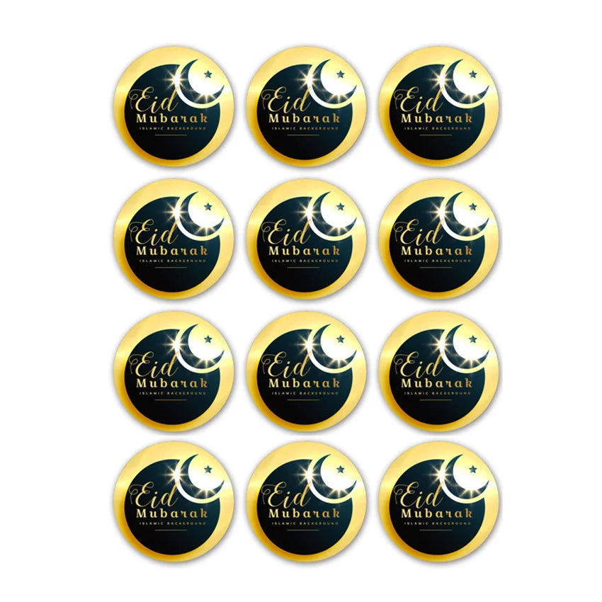 60Pcs Ramadan Kareem Eid Al-Fitr Decorative Stickers Blessed Eid Mubarak Muslim Religion Festival Decor Food Gift Bag Sealing