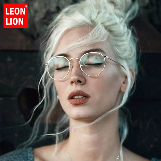 LeonLion 2023 Mirror Metal Sunglasses Women Vintage Brand Designer Flat Round Glasses UV400 Street Beat Oculos De Sol Gafas