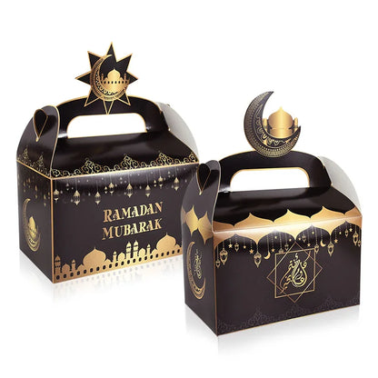 8pcs/Set Eid Mubarak Cake Favor Boxes Ramadan Candy Chocolates Gift Box Muslim Party Ramadan Kareem Eid Al Adha Party Favor Box