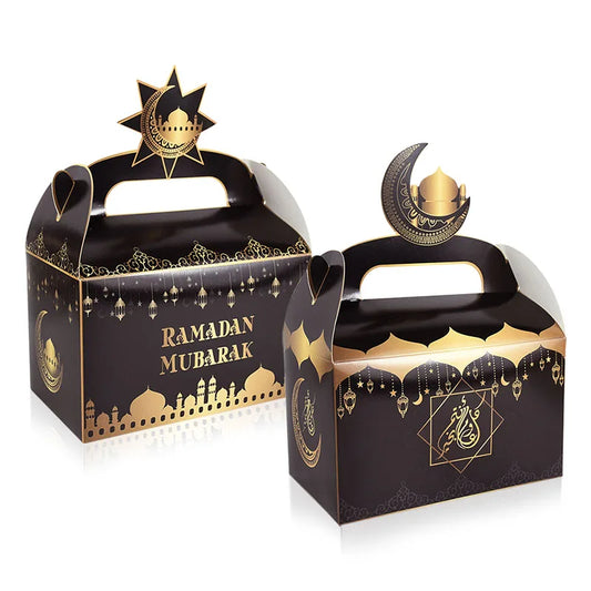 8pcs/Set Eid Mubarak Cake Favor Boxes Ramadan Candy Chocolates Gift Box Muslim Party Ramadan Kareem Eid Al Adha Party Favor Box