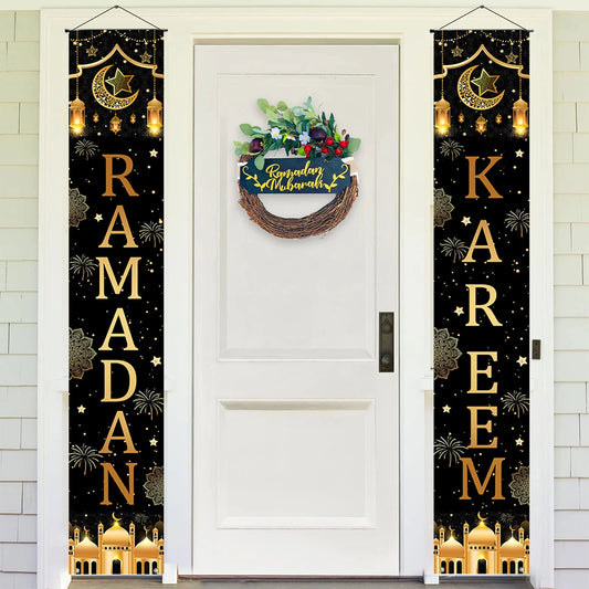 Eid Mubarak Door Banner Ramadan Decoration 2024 for Home Mubarak Ramadan Kareem Islamic Muslim Party Decor  Eid Al Adha Gifts