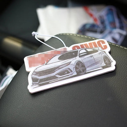 JDM Style Car Rear View Mirrow Pendent Air Freshener Solid Paper Piston Brake Wheel Rim Shock Absorber