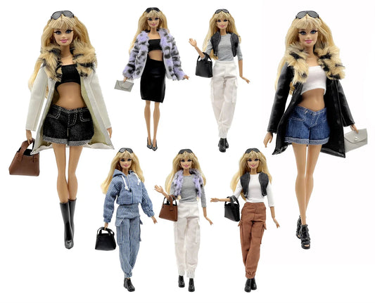 1 Set Cloth Doll Accessories Fashion Model Casual Wear Cool Clothes for 30cm Barbie Doll Kids or Birthday Gift