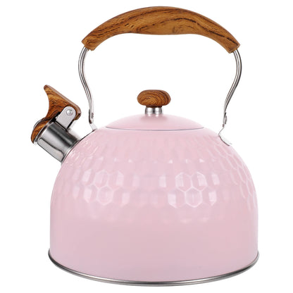 Stainless Steel Kettle Practical Pink Tea Kettles Pots Whistling Teakettle for Boiling Water Gas Stoves Heating Convenient