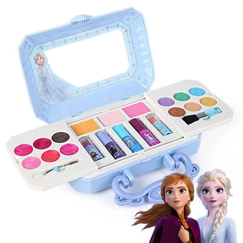 Disney New Girls Frozen 2 Princess Elsa Anna Cosmetics Beauty  Set Toy With Box Kids Princess Fashion Toys Play House Gift